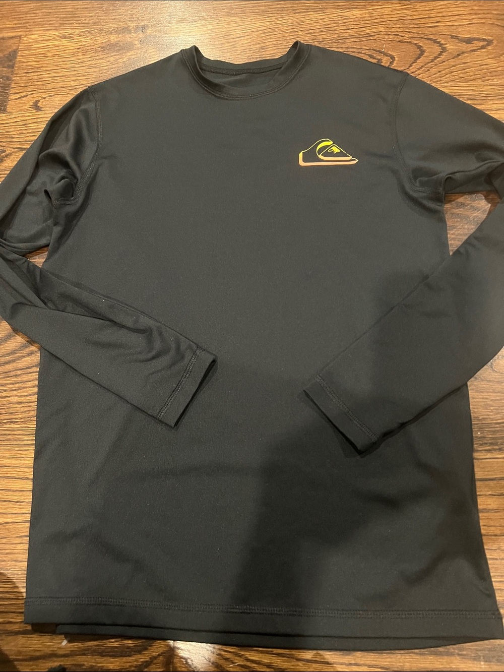 Quiksilver Black Long-Sleeve Rashguard with Yellow Logo